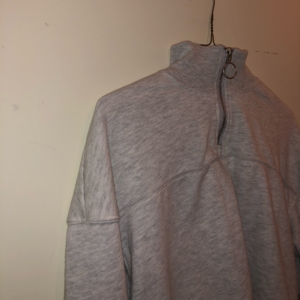 Grey mock neck zipper top